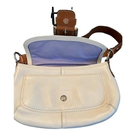 Coach Hampton Soho Satchel Ivory Saddle Leather Buckle Handbag - Picture 8 of 15